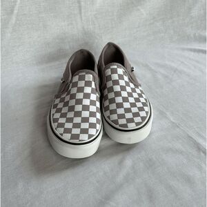 Women's Vans Off The Wall Shoes Size 6.5 Purple & White Check, Canvas Slip-On